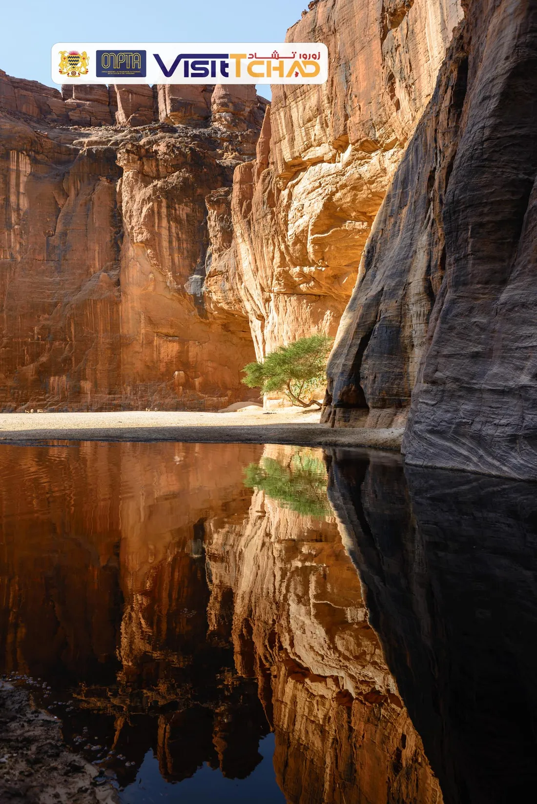 Arches de grès rouge de l'Ennedi au lever du soleil